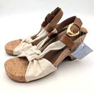 Aerosoles Miki Women's Open Toe Buckle Wedge Sandals Natural Size US9M EU39.5